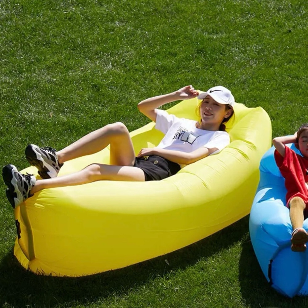 Yellow Inflatable Couch Air Sofa Hammock Portable, Waterproof